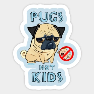 Pugs Not Kids Sticker